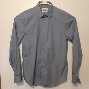 Calvin Klein Button Down Shirt Mens 15.5-34/35 Blue Long Sleeve Slim Fit